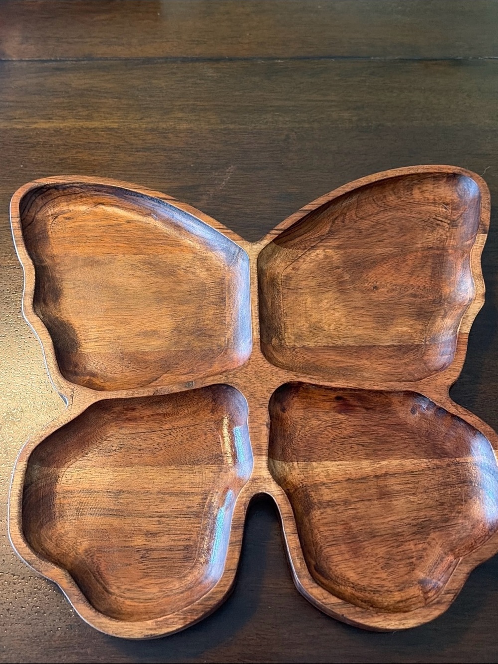 Dolly Parton Wooden 4-Compartment Serving Tray - hand carved butterfly